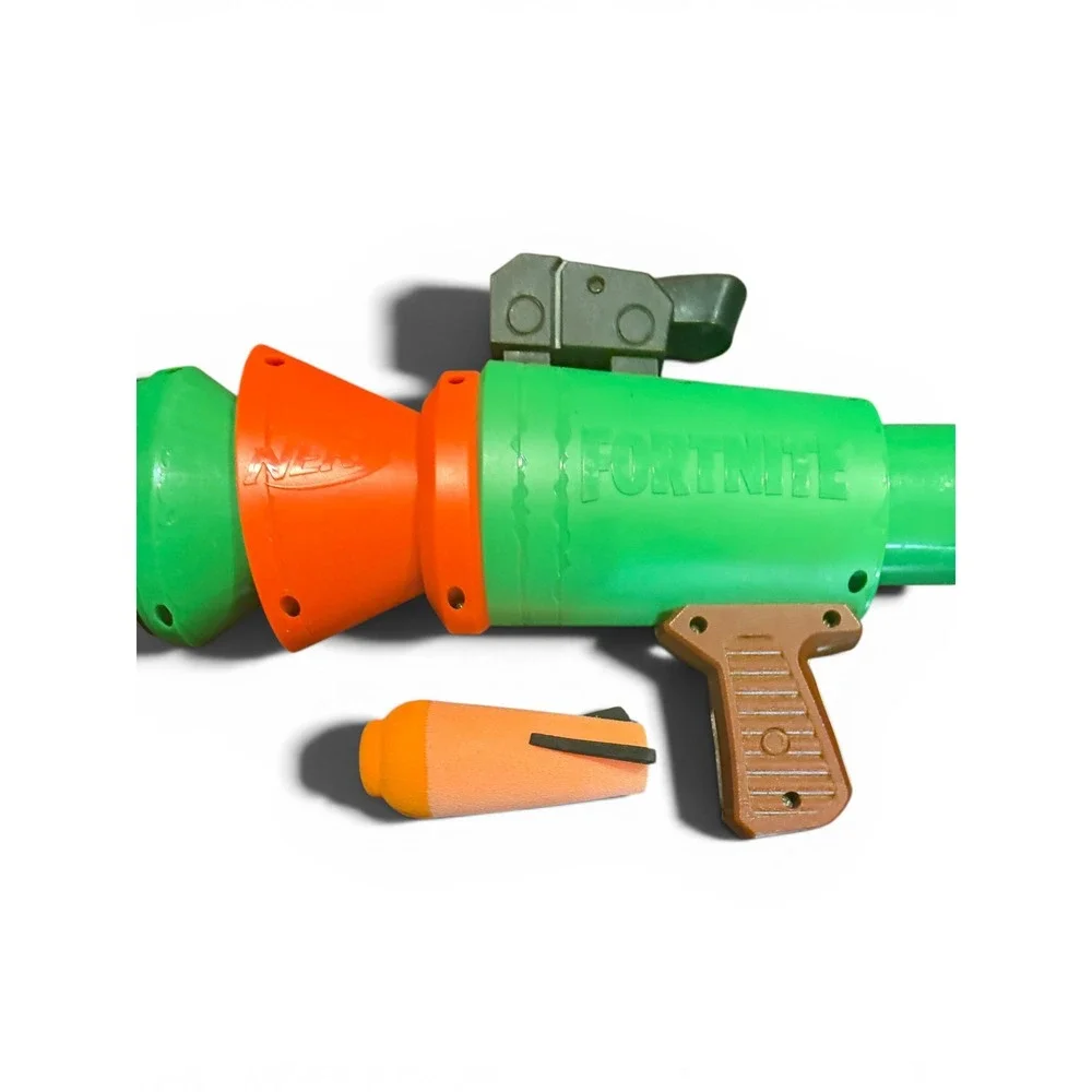 Nerf Fortnite GL Blaster Rocket Launcher Green Orange Shark Face with 1 Rocket